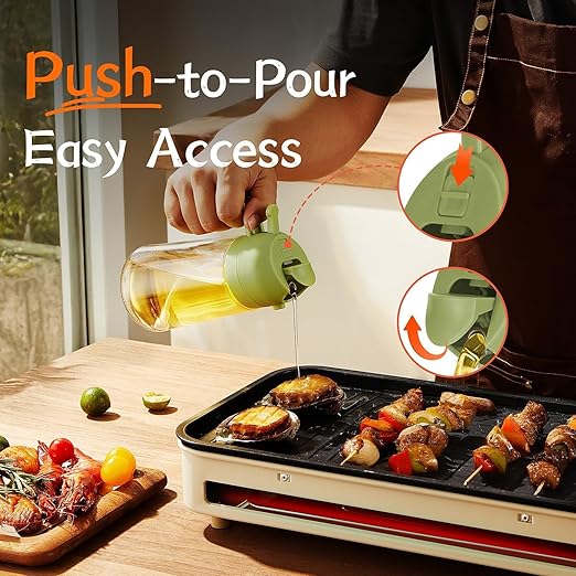 2-in-1 Oil Spray Bottle & Dispenser for Kitchen Cooking